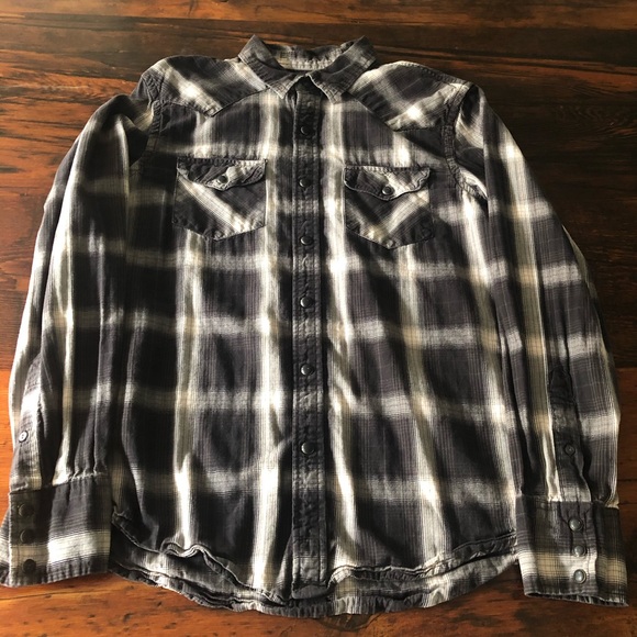 American Eagle Western Plaid Shirt Medium - Picture 3 of 9